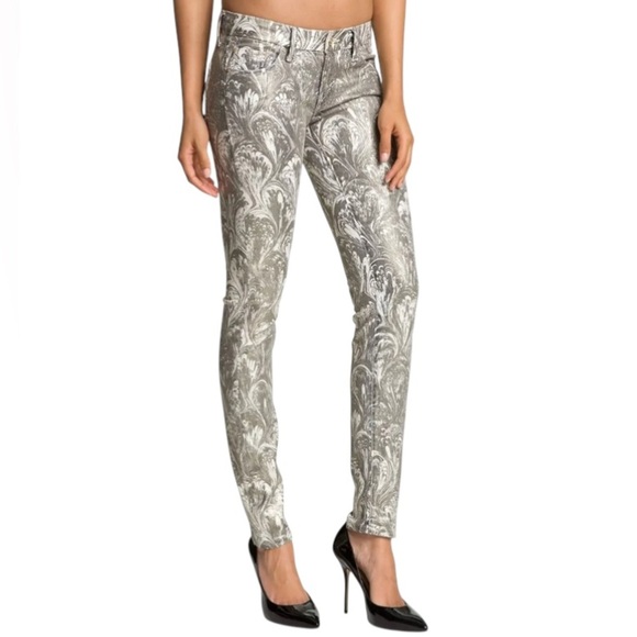 MOTHER The Looker Glitz ‘N Glam Metallic Print Skinny Jeans Size 26 - Picture 1 of 11